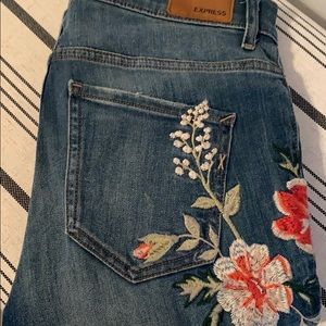 Express Embroidered Distressed Denim